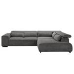 Ecksofa Dolton Microfaser - Grau - Ottomane davorstehend rechts