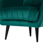 Fauteuil Margon fluweel - Petrolblauw - Zwart