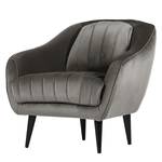 Fauteuil Margon fluweel - Grijs - Zwart