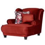 Fauteuil bergère Lusse Revêtement : rouge cerise<br>1 coussin : motif à fleurs - Rouge cerise