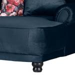 Fauteuil bergère Lusse Revêtement : bleu marine<br>1 coussin : motif à fleurs - Bleu marine