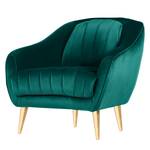 Fauteuil Margon fluweel - Petrolblauw - Goud