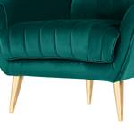 Fauteuil Margon fluweel - Petrolblauw - Goud