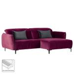 Ecksofa Morada I Samt - Beere / Grau - Ottomane davorstehend rechts