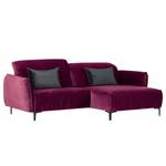 Ecksofa Morada I Samt - Beere / Grau - Ottomane davorstehend rechts