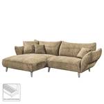 Hoekbank Venes antieke leerlook - Beige - Longchair vooraanzicht links - 3 kussens