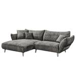 Ecksofa Venes Antiklederlook - Grau - Longchair davorstehend links - 3 Kissen