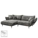 Ecksofa Venes Antiklederlook - Grau - Longchair davorstehend links - 3 Kissen