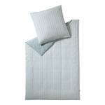 Parure de lit en renforcé Herringbone Coton - Gris menthe - 155 x 220 cm + oreiller 80 x 80 cm