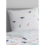 Parure de lit en satin mako Free Flight Coton - Blanc / Multicolore - 135 x 200 cm + oreiller 80 x 80 cm