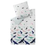 Parure de lit en satin mako Free Flight Coton - Blanc / Multicolore - 135 x 200 cm + oreiller 80 x 80 cm