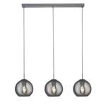 Suspension Pendants Verre fumé / Acier - 3 ampoules - Gris