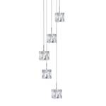 LED-hanglamp Ice Cube kristalglas/staal - Aantal lichtbronnen: 5
