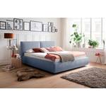 Gestoffeerd bed Atesio incl. hoofdeinde met look van kussens - Jeansblauw