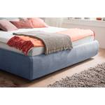 Gestoffeerd bed Atesio incl. hoofdeinde met look van kussens - Jeansblauw