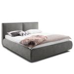 Gestoffeerd bed Atesio incl. hoofdeinde met look van kussens - Licht antracietkleurig