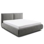 Gestoffeerd bed Atesio incl. hoofdeinde met look van kussens - Licht antracietkleurig