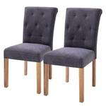 Gestoffeerde stoelen Provins (set van 2) geweven stof/massief eikenhout - eikenhout - Nachtblauw