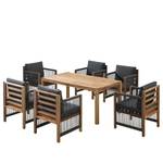 Set di sedute lounge Bayton (7 pezzi) Marrone - Legno massello - Tessile - 292 x 72 x 217 cm