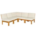 Loungebank LEXI 5-delig geweven stof/massief acaciahout - wolwit/bruin - Wol wit