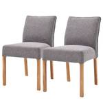 Gestoffeerde stoelen Anttola (set van 2) geweven stof/massief eikenhout - eikenhout - Grijs