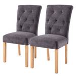Gestoffeerde stoelen Provins (set van 2) geweven stof/massief eikenhout - eikenhout - Grijs
