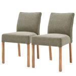 Gestoffeerde stoelen Anttola (set van 2) geweven stof/massief eikenhout - eikenhout - Olijfgroen