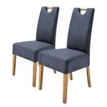 Gestoffeerde stoelen Paki (set van 2) kunstleer/massief eikenhout - eikenhout/nachtblauw