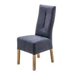 Gestoffeerde stoelen Paki (set van 2) kunstleer/massief eikenhout - eikenhout/nachtblauw