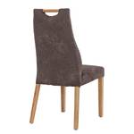 Chaises capitonnées Spoford (lot de 2) Microfibre / Chêne massif - Chêne - Marron vintage