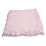 Plaid Fringed Cotton Coton - Rose clair