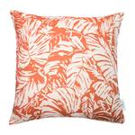 Housse de coussin Highlighted Leaves Tissu mélangé - Blanc / Corail