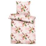 Parure de lit en satin mako Tulipa Satin - Gris / Rose - 135 x 200 cm + oreiller 80 x 80 cm