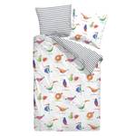 Parure de lit en satin mako Oiseaux Satin - Multicolore - 135 x 200 cm + oreiller 80 x 80 cm