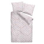 Parure de lit en satin mako Motif Satin - Blanc / Corail - 155 x 220 cm + oreiller 80 x 80 cm