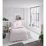 Parure de lit en satin mako Motif Satin - Blanc / Corail - 155 x 220 cm + oreiller 80 x 80 cm