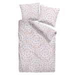 Parure de lit en satin mako Motif Satin - Blanc / Corail - 135 x 200 cm + oreiller 80 x 80 cm