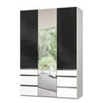 Armoire Level 36C Noir brillant / Blanc - 150 x 216 cm - Plus de 5 tiroirs - Avec portes miroir