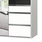 Armoire Level 36C Noir brillant / Blanc - 150 x 216 cm - Plus de 5 tiroirs - Avec portes miroir