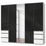 Armoire Level 36C Noir brillant / Blanc - 250 x 216 cm - Plus de 5 tiroirs - Avec portes miroir