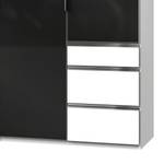 Armoire Level 36C Noir brillant / Blanc - 250 x 216 cm - Plus de 5 tiroirs - Avec portes miroir