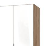 Drehtürenschrank Level 36 C Hochglanz Weiß / Eiche Dekor - 150 x 216 cm - Mehr als 5 Schubladen - Ohne Spiegeltür/-en