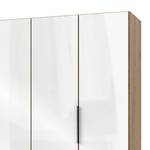 Drehtürenschrank Level 36 C Hochglanz Weiß / Eiche Dekor - 200 x 216 cm - Mehr als 5 Schubladen - Ohne Spiegeltür/-en