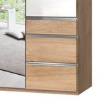 Draaideurkast Level 36 C Hoogglans wit/eikenhouten look - 150 x 216 cm - meer dan 5 lades - Met spiegeldeuren