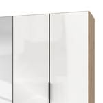 Drehtürenschrank Level 36 C Hochglanz Weiß / Eiche Dekor - 300 x 216 cm - Mehr als 5 Schubladen - Mit Spiegeltür/-en