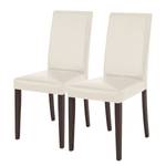 Chaises Linwood (lot de 2) Imitation cuir / Pin massif - Pin marron foncé - Crème - Marron foncé