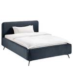 Gestoffeerd bed KARELIA Velours Ravi: Donkerblauw - 160 x 200cm - Zonder lattenbodem