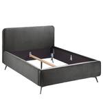 Gestoffeerd bed KARELIA Velours Ravi: Grijsbruin - 140 x 200cm - Zonder lattenbodem