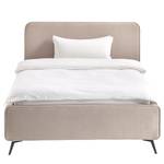 Gestoffeerd bed KARELIA Velours Ravi: Beige	 - 140 x 200cm - Zonder lattenbodem