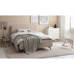 Gestoffeerd bed KARELIA Velours Ravi: Beige	 - 160 x 200cm - Zonder lattenbodem